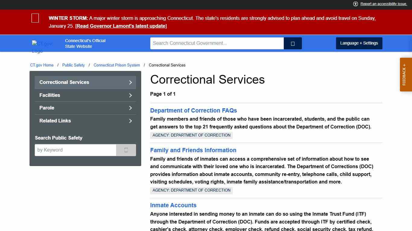 CT.gov: Correctional Services